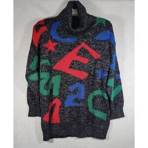 Vtg I.B Diffusion 90's Oversize Sweater Geometric Christmas Star Size S Women